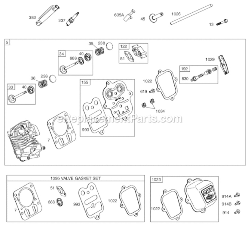 Page B Diagram and Parts List for 12E100 0007-0268 Briggs and Stratton Engine